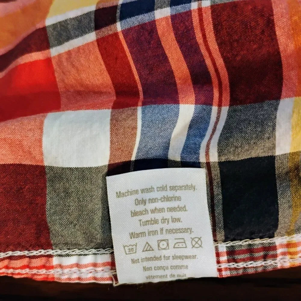 Gymboree Boys Rainbow Plaid Button Front Shirt Size Small